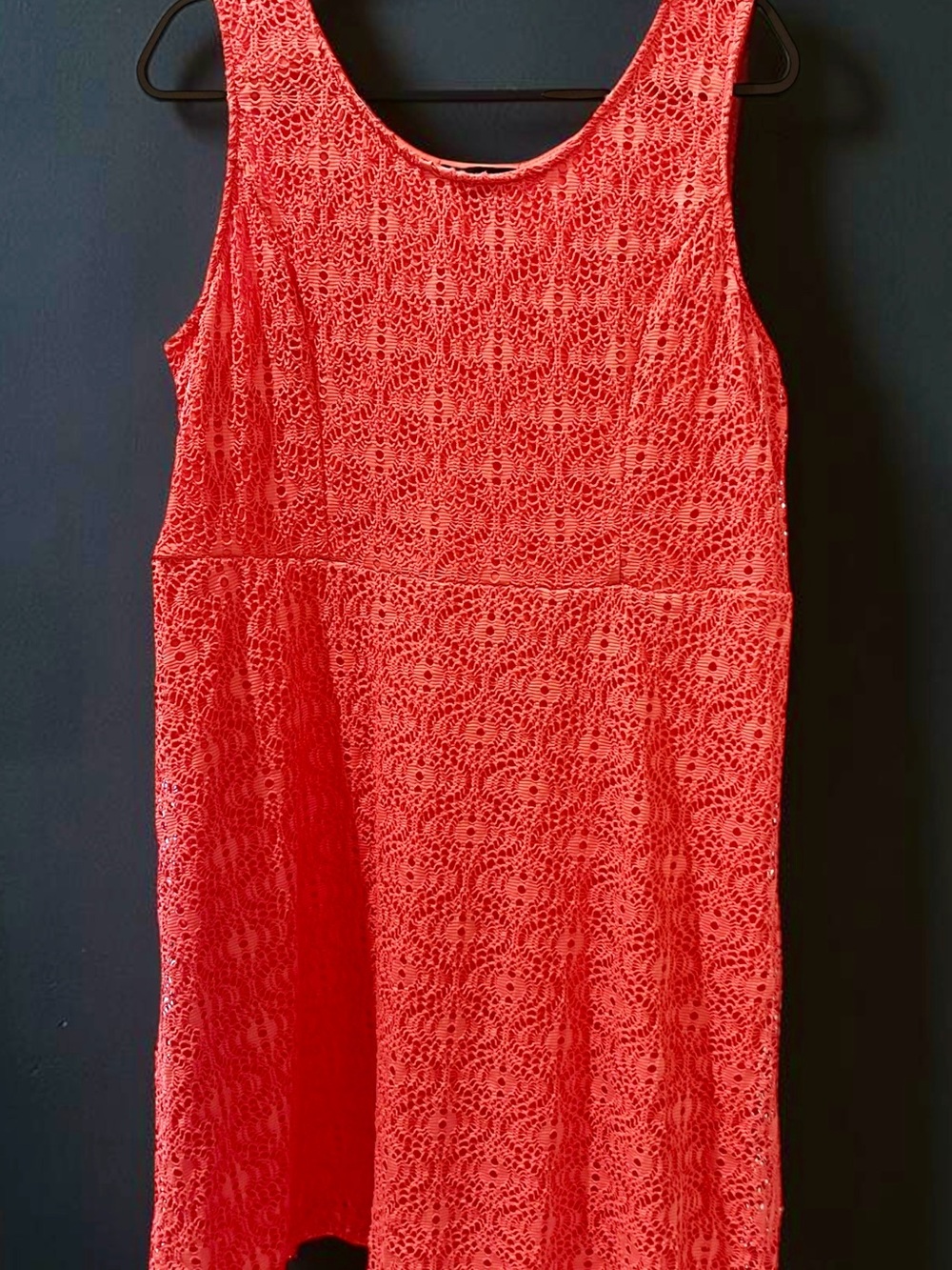 Sleeveless Lace A-Line Dress in Coral